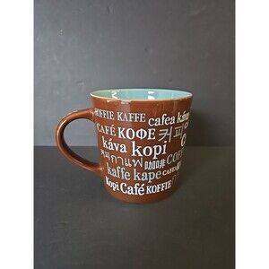 Starbucks Coffee Cup Mug Multi language Kaffe Kava Cafea 2008 Brown 16 oz Blue